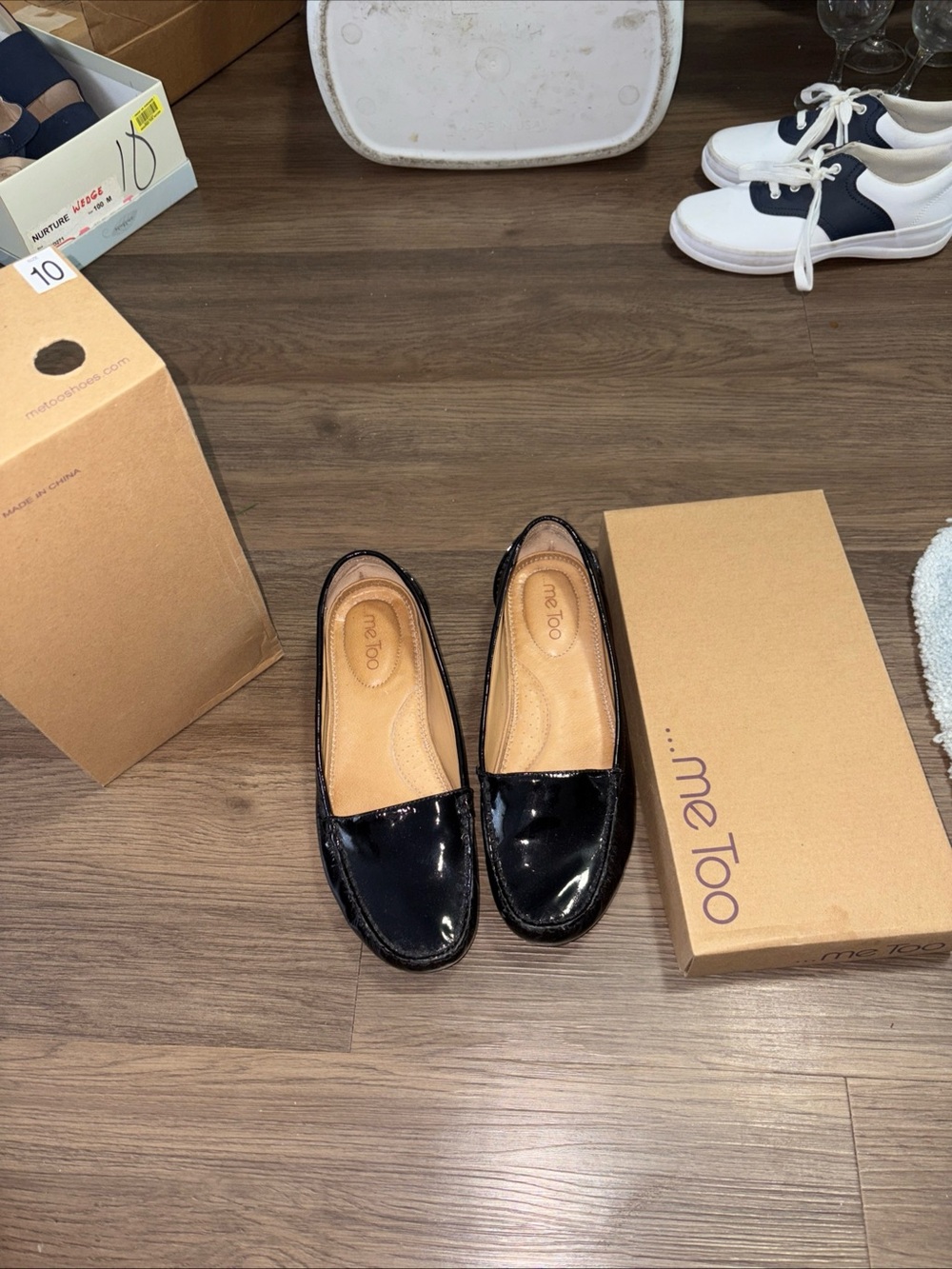 me too Black Patent Leather Slip-On Loafers